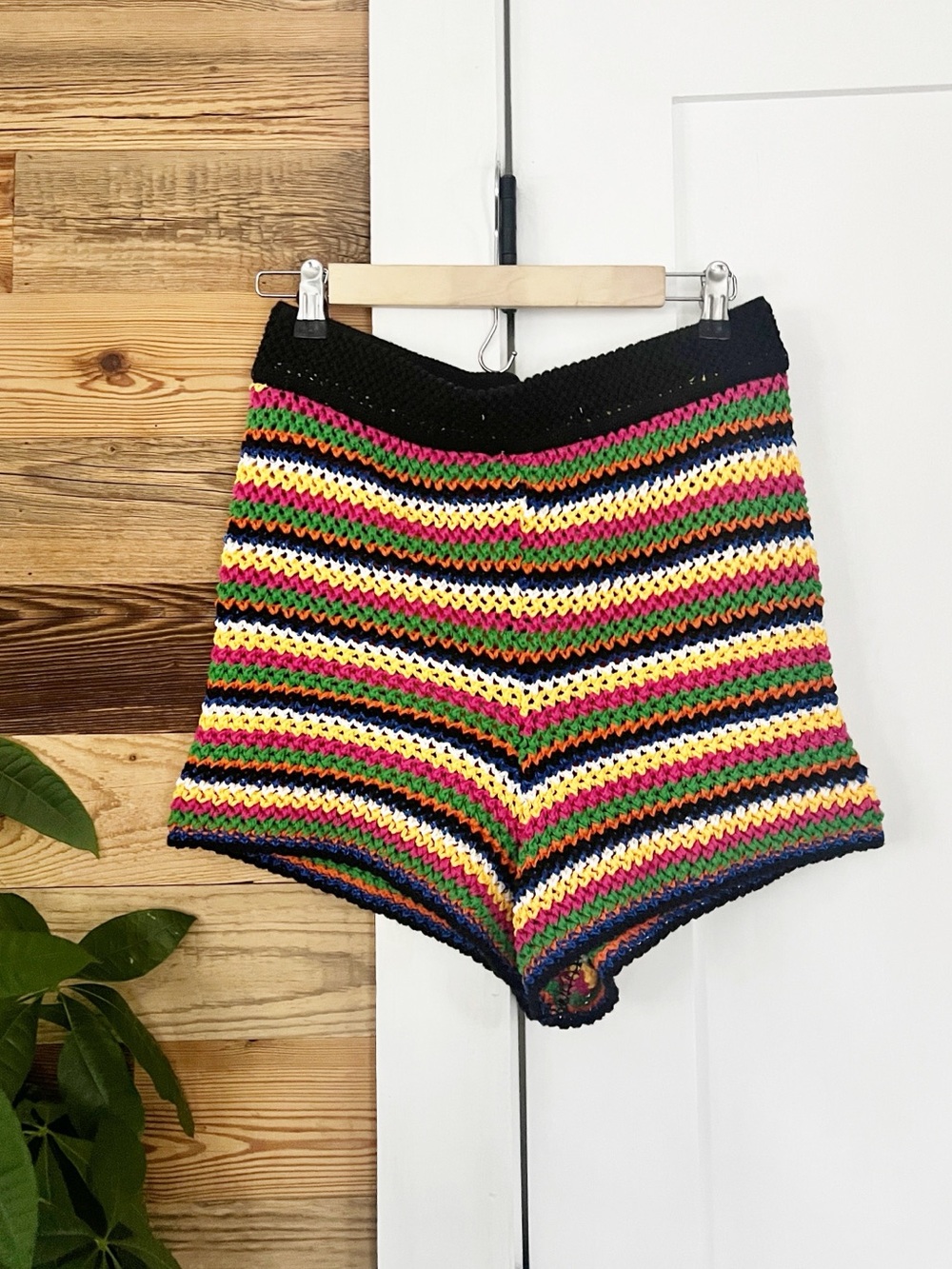 Zara Crochet Stripe Knit Shorts Large - Picture 2 of 4